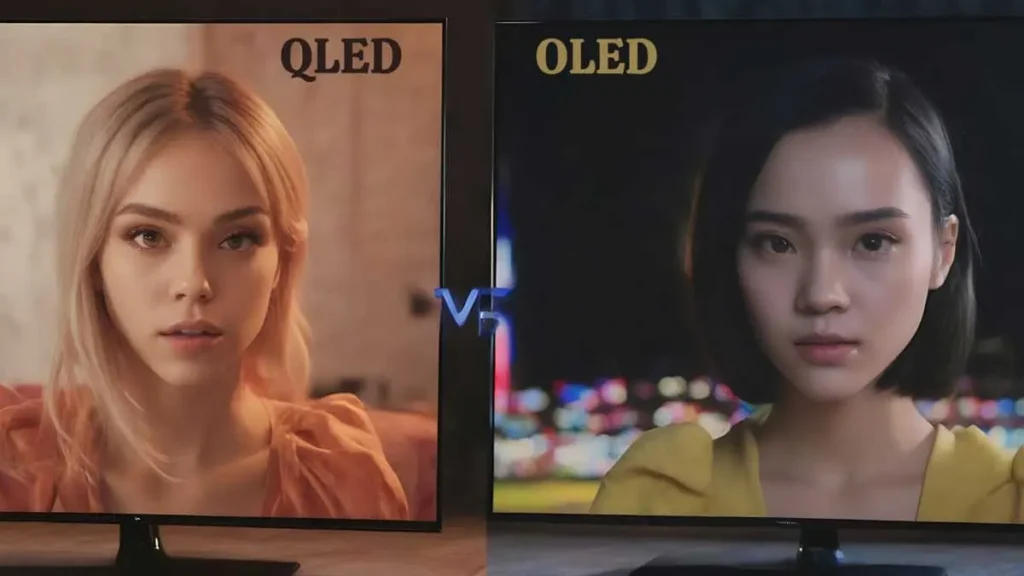 شکل1- مقایسه بین تلویزیون‌ OLED و QLED